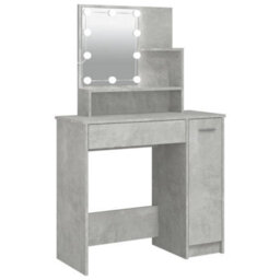 Berkfield Durable Dressing Table With Led Concrete Grey 86.5X35X136 Cm
