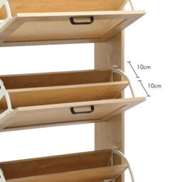 Vonhaus Shoe Storage Cabinet For Hallway, Rattan Shoe Cupboard With 3 Tier Drawers, Wood Effect Organiser For Up To Size 9, Lena - thumbnail 6