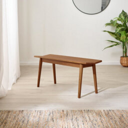 Furniturebox Uk Lynton Solid Wood Walnut Effect Small Dining Bench - thumbnail 2