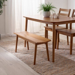Furniturebox Uk Lynton Solid Wood Walnut Effect Small Dining Bench - thumbnail 1