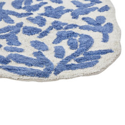 Wyld And Coco Blue Cotton Bathroom Rug 60 X 90 Cm - Asymmetric Floral Pattern - thumbnail 6