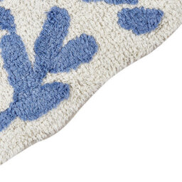 Wyld And Coco Blue Cotton Bathroom Rug 60 X 90 Cm - Asymmetric Floral Pattern - thumbnail 4