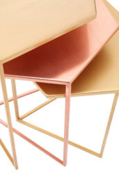 Orsina Versatile Set Of 3 Bronze Finish Tables, Stylish Metallic Nesting Tables, Geometric Couch Side Tables - thumbnail 5