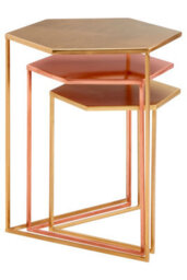 Orsina Versatile Set Of 3 Bronze Finish Tables, Stylish Metallic Nesting Tables, Geometric Couch Side Tables - thumbnail 4