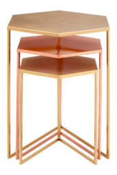 Orsina Versatile Set Of 3 Bronze Finish Tables, Stylish Metallic Nesting Tables, Geometric Couch Side Tables - thumbnail 3