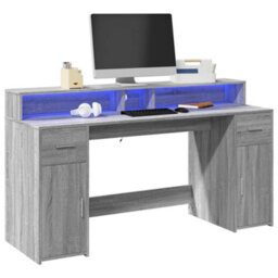Walplus Desk With Led Lights Grey Sonoma 160X55X91 Cm Engineered Wood - thumbnail 1