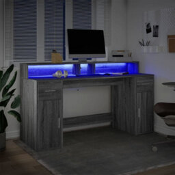 Walplus Desk With Led Lights Grey Sonoma 160X55X91 Cm Engineered Wood - thumbnail 5