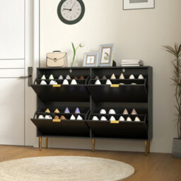 Homcom Slim Shoe Storage Cabinet With 4 Flip Drawers For Hallway, Black - thumbnail 8