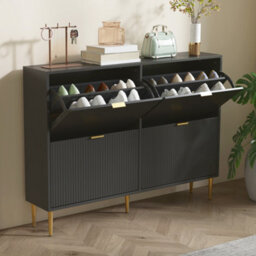 Homcom Slim Shoe Storage Cabinet With 4 Flip Drawers For Hallway, Black - thumbnail 9