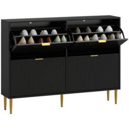 Homcom Slim Shoe Storage Cabinet With 4 Flip Drawers For Hallway, Black - thumbnail 2