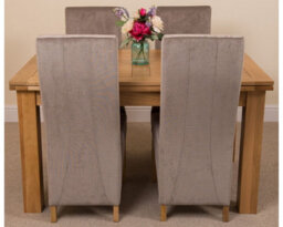 That's Furniture Richmond 140Cm - 220Cm Oak Extending Dining Table And 4 Chairs Dining Set With Lola Grey Fabric Chairs - thumbnail 2