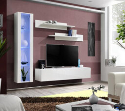 "Arte Fly G2 Entertainment Unit For Tvs Up To 60"" - Enhance Your Space With White Gloss Front & Matt Carcass W2100mm X H1700mm X D400mm"