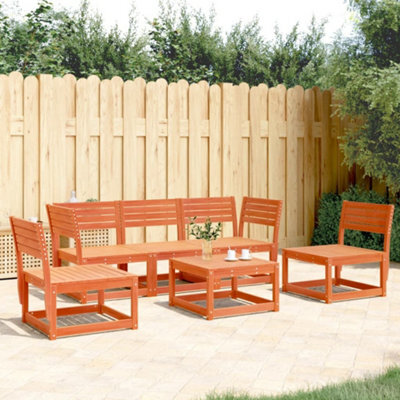 Berkfield 5 Piece Garden Sofa Set Wax Brown Solid Wood Pine - image 1