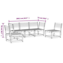 Berkfield 5 Piece Garden Sofa Set Wax Brown Solid Wood Pine - thumbnail 7