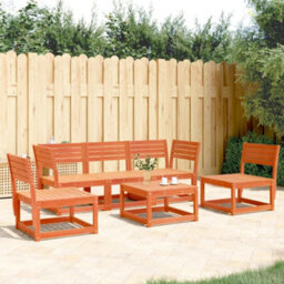 Berkfield 5 Piece Garden Sofa Set Wax Brown Solid Wood Pine - thumbnail 1
