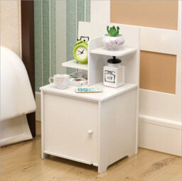 Morden Chic White Wood Bedside Table Nightstand Cabinet With Storage Drawer Unit - thumbnail 1