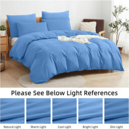Aspire Homeware Plain Duvet Cover Set Soft Microfibre, Light Blue, Super King (L)220Cm X (W)260Cm - thumbnail 6
