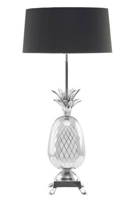 Orsina Nickel Finish Pineapple Table Lamp, Textured Metallic Base With Tropical Detail, Lamp For Living Room - image 1