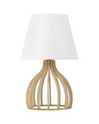 Beliani Modern Table Lamp, Light Brown Plywood Base With White Fabric Shade, 36Cm High - thumbnail 2