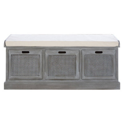 Orsina Slate Grey Storage Bench With 3 Drawers, Ottoman Seat Furniture With Storage, Shoe Bench With Padded Seat - image 1