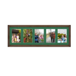 AK Frames 26X8 Walnut Classic Multi Photo Frame With Emerald Mount - Holds 5 Apertures (5X) 6X4 Photos