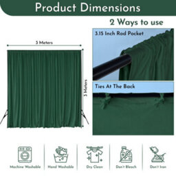 Neel Blue Green Velvet Backdrop Curtain Wrinkle-Free Polyester Fabric Background With Drapes, 3X3 Metres - thumbnail 2