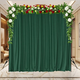 Neel Blue Green Velvet Backdrop Curtain Wrinkle-Free Polyester Fabric Background With Drapes, 3X3 Metres - thumbnail 6