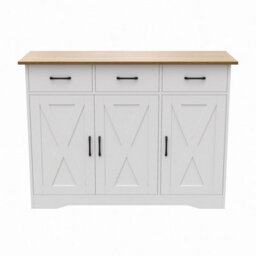 Living And Home 3-Door Wooden Sideboard With 3 Drawers - thumbnail 2