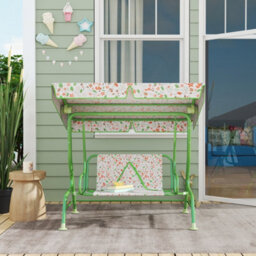 Aiyaplay Kids Garden Swing Chair, Swing Seat With Adjustable Canopy, Green - thumbnail 8