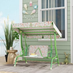 Aiyaplay Kids Garden Swing Chair, Swing Seat With Adjustable Canopy, Green - thumbnail 1