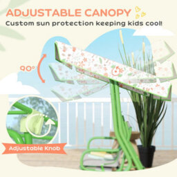 Aiyaplay Kids Garden Swing Chair, Swing Seat With Adjustable Canopy, Green - thumbnail 5