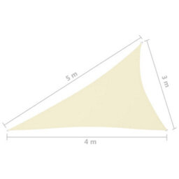 Berkfield Sunshade Sail Oxford Fabric Triangular 3X4X5 M Cream - thumbnail 6