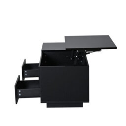 Abrihome Led Lift-Top Coffee Table, High Gloss Centre Table With 2 Drawers & Led Lights, Lifting Sofa Side Table, Space-Saving End Table - thumbnail 9