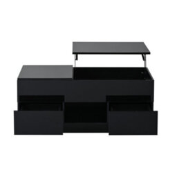 Abrihome Led Lift-Top Coffee Table, High Gloss Centre Table With 2 Drawers & Led Lights, Lifting Sofa Side Table, Space-Saving End Table - thumbnail 8