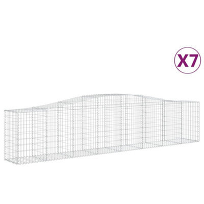 Berkfield Durable Arched Gabion Baskets 7 Pcs 400X50X80/100 Cm Galvanised Iron - image 1