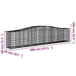 Berkfield Durable Arched Gabion Baskets 7 Pcs 400X50X80/100 Cm Galvanised Iron - thumbnail 6