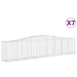 Berkfield Durable Arched Gabion Baskets 7 Pcs 400X50X80/100 Cm Galvanised Iron - thumbnail 1