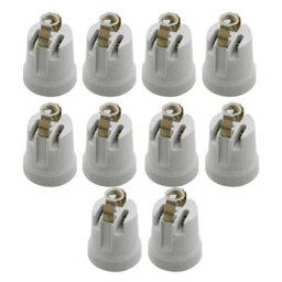 10 Pack E27 Bulb Holder Edison Screw White Ceramic Porcelain Lamp Holder For Table Lamp E27 60W Plain Lamp Holder Socket Uk - thumbnail 1