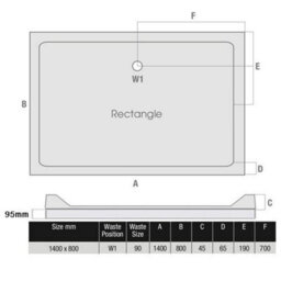 Podium Affine 1400 X 800mm Shower Tray Rectangular Easy Plumb Premium Anti-Slip Free Waste - thumbnail 3