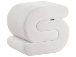Wyld And Coco Off-White Chenille S-Shape Pouffe Footstool, Eucalyptus Core, 45 X 50 X 48 Cm - thumbnail 3
