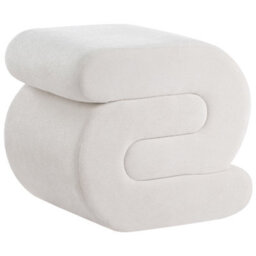 Wyld And Coco Off-White Chenille S-Shape Pouffe Footstool, Eucalyptus Core, 45 X 50 X 48 Cm - thumbnail 5