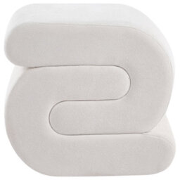 Wyld And Coco Off-White Chenille S-Shape Pouffe Footstool, Eucalyptus Core, 45 X 50 X 48 Cm - thumbnail 1
