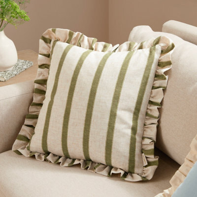 Wylder Connie Square Striped Polyester Filled Cushion, Olive, 45 X 45Cm - image 1