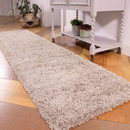 Loomed Super Soft Beige Shaggy Runner Rug 60X240Cm - thumbnail 1