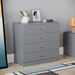 Lassic Vida Designs Riano Grey Trio Bedroom Furniture Set  - Bedside Table, Drawer Chest, Wardrobe - thumbnail 2