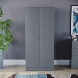 Lassic Vida Designs Riano Grey Trio Bedroom Furniture Set  - Bedside Table, Drawer Chest, Wardrobe - thumbnail 6