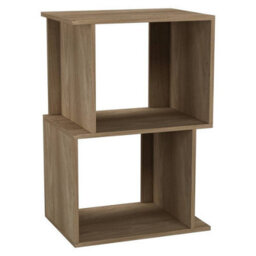 Urbn-Living Urbnliving 40Cm Width Oak 2-Tier Bookcase Irregular Storage Shelf Wooden Shelving Display Organiser Unit - thumbnail 3