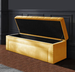 180Cm Duke Ottoman Storage Box -Upholstered Blanket Box - Mustard Gold Plush Velvet Multifunctional Storage Box - thumbnail 2