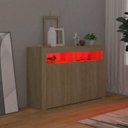 Berkfield Sideboard With Led Lights Sonoma Oak 115.5X30X75 Cm - thumbnail 5