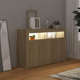 Berkfield Sideboard With Led Lights Sonoma Oak 115.5X30X75 Cm - thumbnail 7